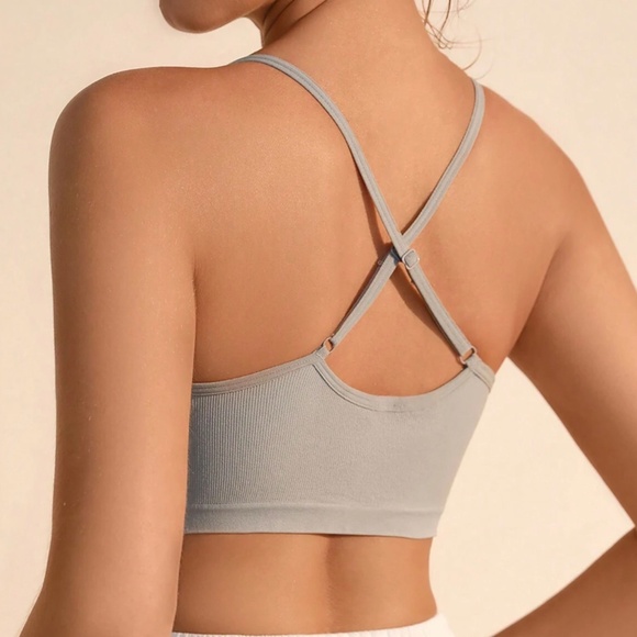 Grey Wireless Criss Cross Bralette - Picture 2 of 6